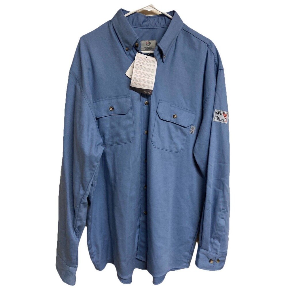 Men's Tyndale FR LS Shirt Button-up CAT 2 NFPA 2112  K176T Blue Size XL NWT